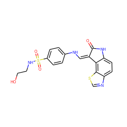 O=C1Nc2ccc3ncsc3c2/C1=C/Nc1ccc(S(=O)(=O)NCCO)cc1 ZINC000013470485