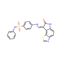 O=C1Nc2ccc3ncsc3c2/C1=C/Nc1ccc(S(=O)(=O)Nc2ccccc2)cc1 ZINC000012355195