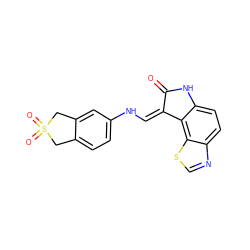 O=C1Nc2ccc3ncsc3c2/C1=C/Nc1ccc2c(c1)CS(=O)(=O)C2 ZINC000012354992