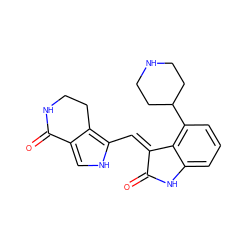 O=C1Nc2cccc(C3CCNCC3)c2/C1=C/c1[nH]cc2c1CCNC2=O ZINC000018099248