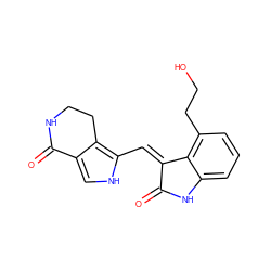 O=C1Nc2cccc(CCO)c2/C1=C/c1[nH]cc2c1CCNC2=O ZINC000013490201