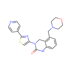 O=C1Nc2cccc(CN3CCOCC3)c2CN1c1csc(-c2ccncc2)n1 ZINC000014974690