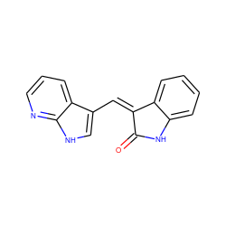 O=C1Nc2ccccc2/C1=C/c1c[nH]c2ncccc12 ZINC000040310084