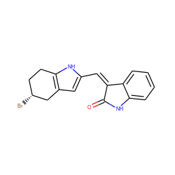 O=C1Nc2ccccc2/C1=C/c1cc2c([nH]1)CC[C@@H](Br)C2 ZINC000029055745