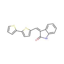 O=C1Nc2ccccc2/C1=C/c1ccc(-c2cccs2)s1 ZINC000000110550