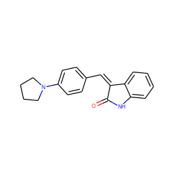 O=C1Nc2ccccc2/C1=C/c1ccc(N2CCCC2)cc1 ZINC000000574986