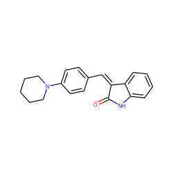 O=C1Nc2ccccc2/C1=C/c1ccc(N2CCCCC2)cc1 ZINC000012352672