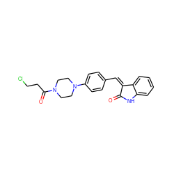 O=C1Nc2ccccc2/C1=C/c1ccc(N2CCN(C(=O)CCCl)CC2)cc1 ZINC000299835119