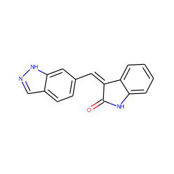 O=C1Nc2ccccc2/C1=C/c1ccc2cn[nH]c2c1 ZINC000114156043