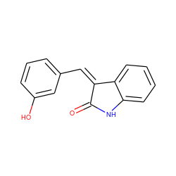 O=C1Nc2ccccc2/C1=C/c1cccc(O)c1 ZINC000002616192