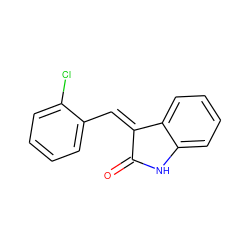 O=C1Nc2ccccc2/C1=C/c1ccccc1Cl ZINC000012339636