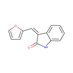 O=C1Nc2ccccc2/C1=C/c1ccco1 ZINC000000136914