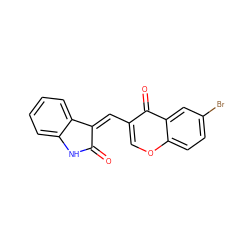 O=C1Nc2ccccc2/C1=C/c1coc2ccc(Br)cc2c1=O ZINC000299823859