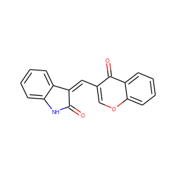 O=C1Nc2ccccc2/C1=C/c1coc2ccccc2c1=O ZINC000033408263