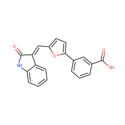 O=C1Nc2ccccc2/C1=C\c1ccc(-c2cccc(C(=O)O)c2)o1 ZINC000033317400