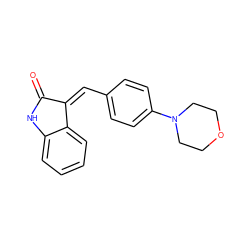 O=C1Nc2ccccc2/C1=C\c1ccc(N2CCOCC2)cc1 ZINC000004871642