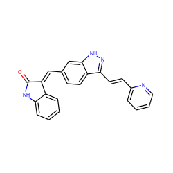 O=C1Nc2ccccc2/C1=C\c1ccc2c(/C=C/c3ccccn3)n[nH]c2c1 ZINC000096273703