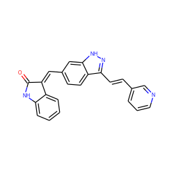 O=C1Nc2ccccc2/C1=C\c1ccc2c(/C=C/c3cccnc3)n[nH]c2c1 ZINC000096273702