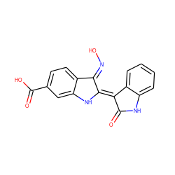 O=C1Nc2ccccc2/C1=C1/Nc2cc(C(=O)O)ccc2/C1=N\O ZINC000095581909