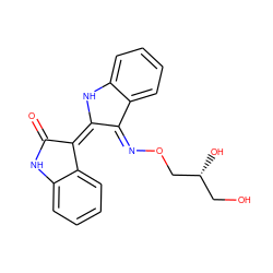 O=C1Nc2ccccc2/C1=C1/Nc2ccccc2/C1=N\OC[C@H](O)CO ZINC000022309220