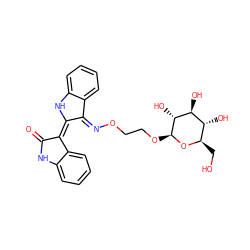 O=C1Nc2ccccc2/C1=C1/Nc2ccccc2/C1=N\OCCO[C@@H]1O[C@H](CO)[C@@H](O)[C@H](O)[C@H]1O ZINC001772602908