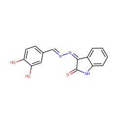 O=C1Nc2ccccc2/C1=N/N=C/c1ccc(O)c(O)c1 ZINC000013638060