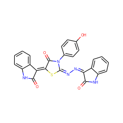 O=C1Nc2ccccc2/C1=N/N=C1/S/C(=C2\C(=O)Nc3ccccc32)C(=O)N1c1ccc(O)cc1 ZINC000009064987