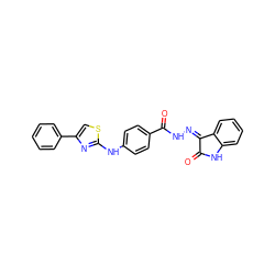 O=C1Nc2ccccc2/C1=N/NC(=O)c1ccc(Nc2nc(-c3ccccc3)cs2)cc1 ZINC000000632016