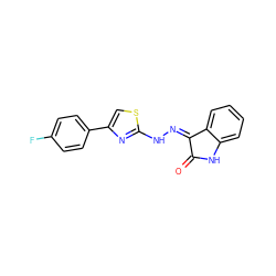 O=C1Nc2ccccc2/C1=N/Nc1nc(-c2ccc(F)cc2)cs1 ZINC000299870015