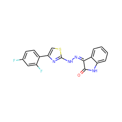 O=C1Nc2ccccc2/C1=N/Nc1nc(-c2ccc(F)cc2F)cs1 ZINC000299861551