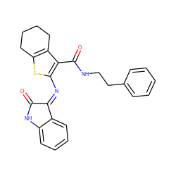 O=C1Nc2ccccc2/C1=N/c1sc2c(c1C(=O)NCCc1ccccc1)CCCC2 ZINC000018043466