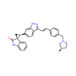 O=C1Nc2ccccc2[C@]12C[C@H]2c1ccc2c(/C=C/c3ccc(CN4CC[C@@H](F)C4)cc3)n[nH]c2c1 ZINC000143370274