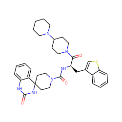 O=C1Nc2ccccc2C2(CCN(C(=O)N[C@H](Cc3csc4ccccc34)C(=O)N3CCC(N4CCCCC4)CC3)CC2)N1 ZINC000084690954