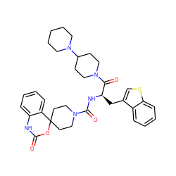 O=C1Nc2ccccc2C2(CCN(C(=O)N[C@H](Cc3csc4ccccc34)C(=O)N3CCC(N4CCCCC4)CC3)CC2)O1 ZINC000084690953