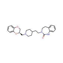 O=C1Nc2ccccc2CCN1CCC1CCN(C[C@@H]2COc3ccccc3O2)CC1 ZINC000012356414