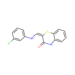 O=C1Nc2ccccc2S/C1=C/Nc1cccc(Cl)c1 ZINC000100404418