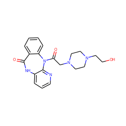 O=C1Nc2cccnc2N(C(=O)CN2CCN(CCO)CC2)c2ccccc21 ZINC000022940158