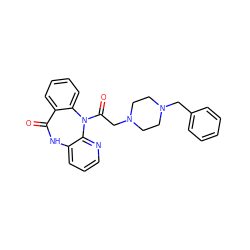 O=C1Nc2cccnc2N(C(=O)CN2CCN(Cc3ccccc3)CC2)c2ccccc21 ZINC000022940148