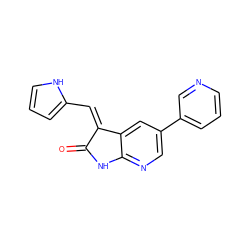 O=C1Nc2ncc(-c3cccnc3)cc2/C1=C/c1ccc[nH]1 ZINC000013538918