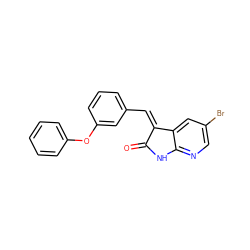 O=C1Nc2ncc(Br)cc2/C1=C/c1cccc(Oc2ccccc2)c1 ZINC000028021460