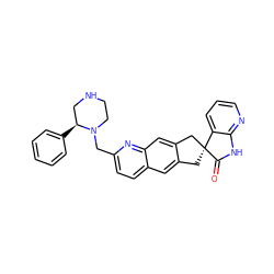 O=C1Nc2ncccc2[C@@]12Cc1cc3ccc(CN4CCNC[C@@H]4c4ccccc4)nc3cc1C2 ZINC000169703597