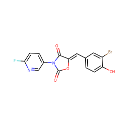 O=C1O/C(=C\c2ccc(O)c(Br)c2)C(=O)N1c1ccc(F)nc1 ZINC000084632359