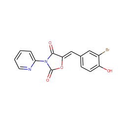 O=C1O/C(=C\c2ccc(O)c(Br)c2)C(=O)N1c1ccccn1 ZINC000084586537