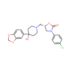 O=C1O[C@@H](CN2CCC(O)(c3ccc4c(c3)OCO4)CC2)CN1c1ccc(Cl)cc1 ZINC000029412138