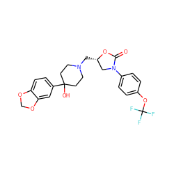 O=C1O[C@@H](CN2CCC(O)(c3ccc4c(c3)OCO4)CC2)CN1c1ccc(OC(F)(F)F)cc1 ZINC000029417008