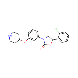 O=C1O[C@@H](c2ccccc2Cl)CN1c1cccc(OC2CCNCC2)c1 ZINC000169347322