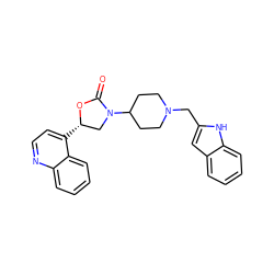 O=C1O[C@@H](c2ccnc3ccccc23)CN1C1CCN(Cc2cc3ccccc3[nH]2)CC1 ZINC000028892460