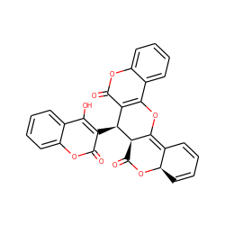 O=C1O[C@@H]2C=CC=CC2=C2Oc3c(c(=O)oc4ccccc34)[C@H](c3c(O)c4ccccc4oc3=O)[C@H]12 ZINC000028826685