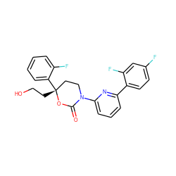 O=C1O[C@](CCO)(c2ccccc2F)CCN1c1cccc(-c2ccc(F)cc2F)n1 ZINC000096178401