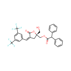 O=C1O[C@](CO)(COC(=O)C(c2ccccc2)c2ccccc2)C/C1=C/c1cc(C(F)(F)F)cc(C(F)(F)F)c1 ZINC000042888093